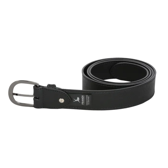 Frandi Ceinture cuir noir avec surpiqûre - 35873>Femme Ceinture Cuir Femme