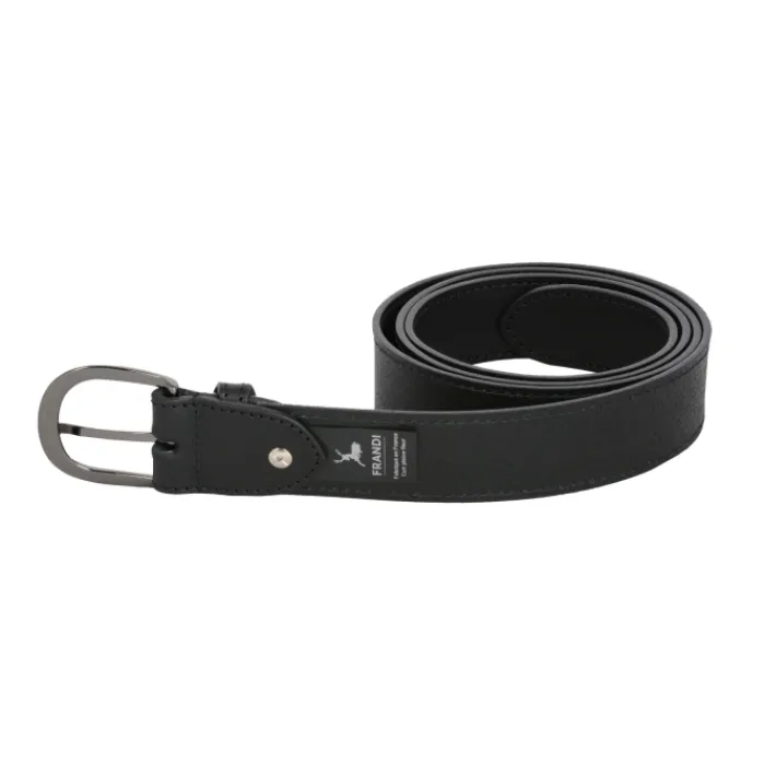 Frandi Ceinture cuir noir avec surpiqûre - 35873>Femme Ceinture Cuir Femme