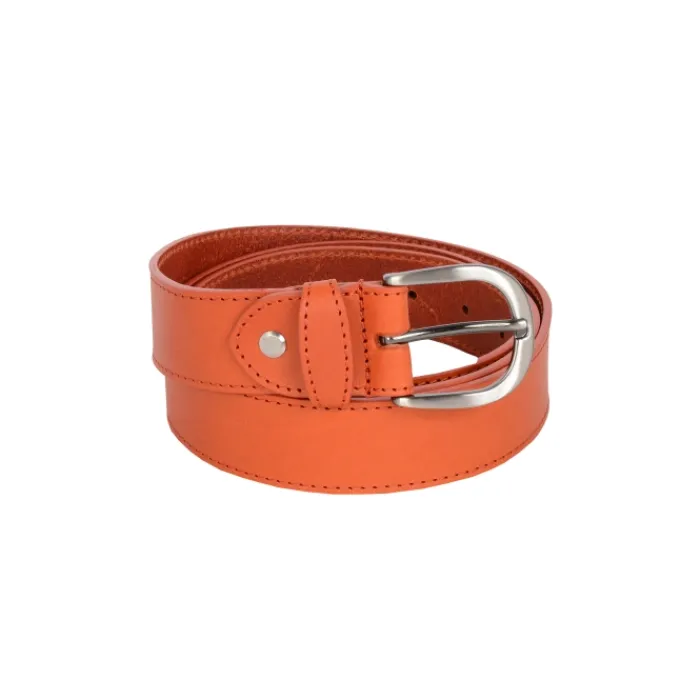 Frandi Ceinturon cuir orange -tannage végétal -boucle arrondi 35873 SP>Femme Ceinture Cuir Femme