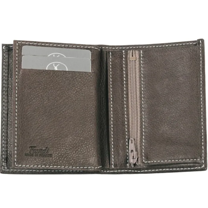 Frandi Mini portefeuille cuir gris ->Homme Portefeuille Cuir