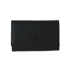 Frandi Porte monnaie femme fermoir en cuir noir - 657>Femme Porte-Monnaie Cuir