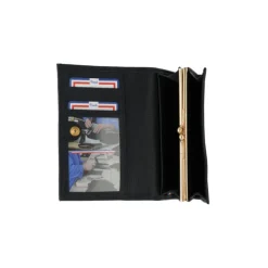 Frandi Porte monnaie femme fermoir en cuir noir - 657>Femme Porte-Monnaie Cuir