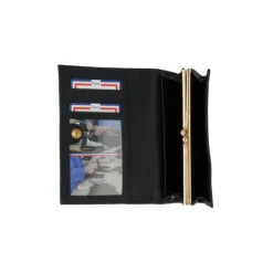 Frandi Porte monnaie femme fermoir en cuir noir - 657><noscript><img width=