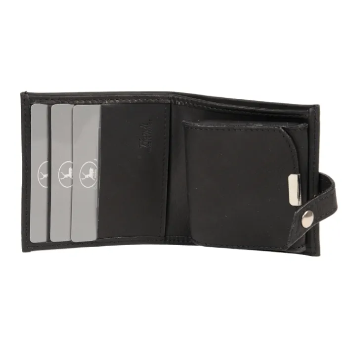 Frandi Porte monnaie marron avec patte ->Homme Porte-Monnaie Cuir