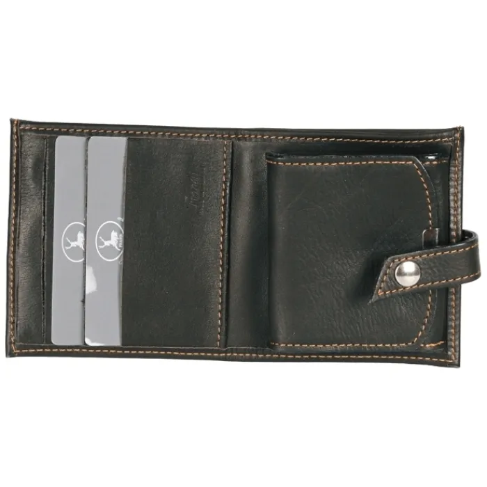 Frandi Porte monnaie marron avec patte ->Homme Porte-Monnaie Cuir