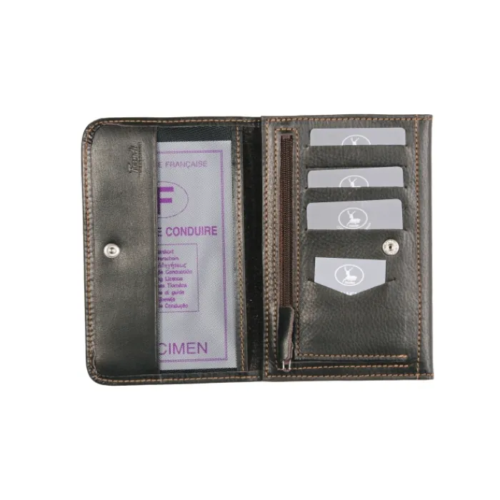 Frandi Porte papier voiture cuir marron ->Homme Porte-Papier Cuir