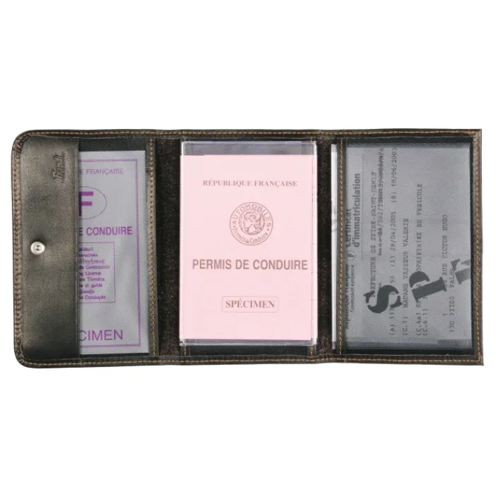 Frandi Porte papier voiture cuir marron ->Homme Porte-Papier Cuir