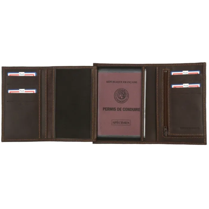 Frandi Portefeuille cuir 4 volets ->Homme Portefeuille Cuir