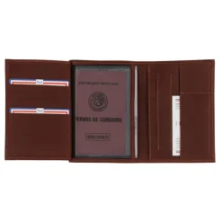 Frandi Portefeuille cuir ou Portefeuille marron foncé -><noscript><img width=