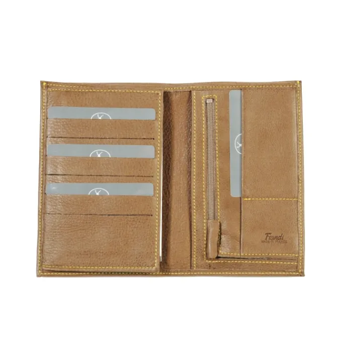 Frandi Portefeuille cuir surpiqûre coloré ->Homme Portefeuille Cuir