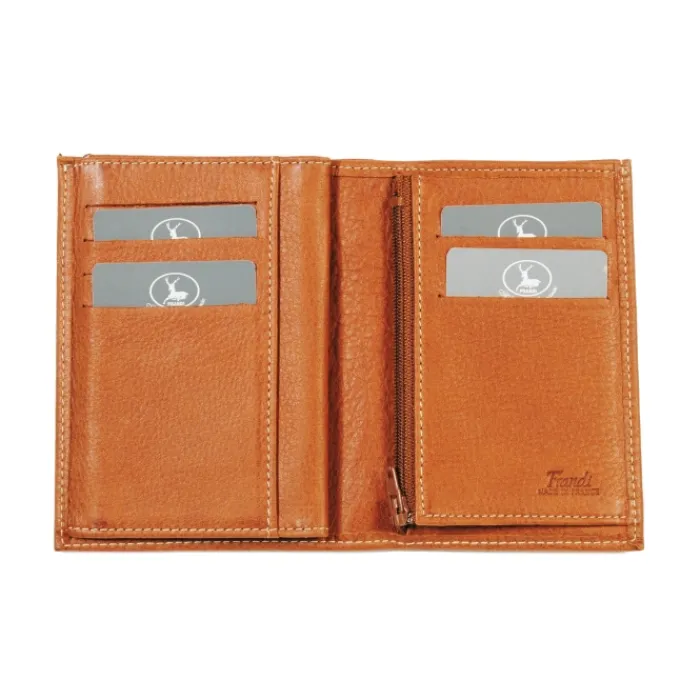 Frandi Portefeuille cuir taupe 4 volets ->Homme Portefeuille Cuir