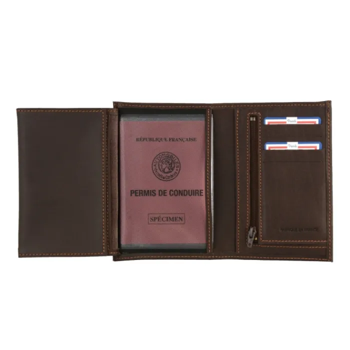 Frandi Portefeuille en cuir 3 volets pour homme ->Homme Portefeuille Cuir
