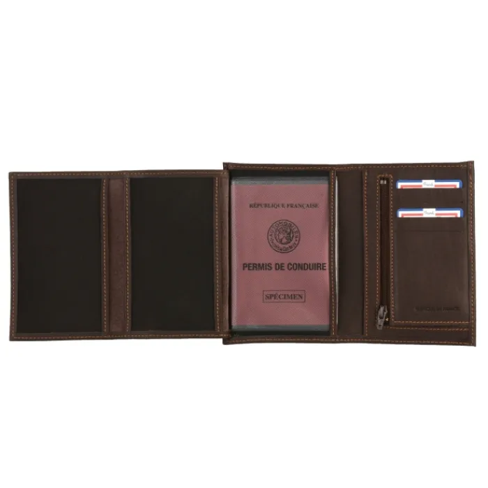 Frandi Portefeuille en cuir 3 volets pour homme ->Homme Portefeuille Cuir