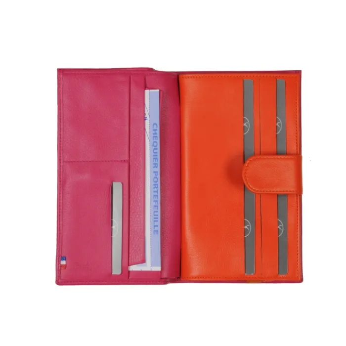 Frandi Portefeuille femme fushia et orange ->Femme Compagnon Cuir