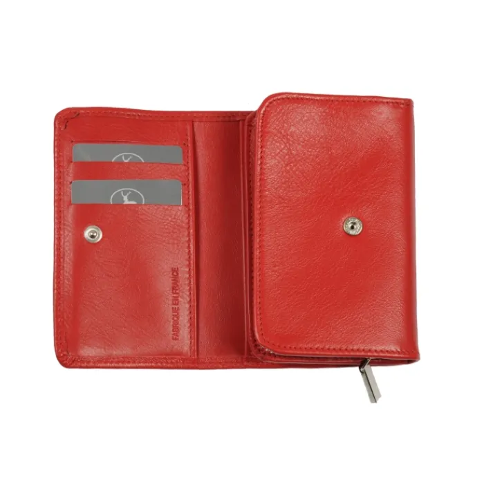 Frandi Portefeuille zippé en cuir ->Femme Portefeuille Cuir
