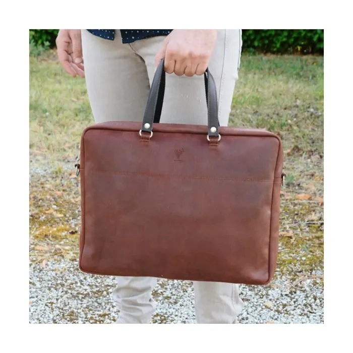 Frandi Sac business cuir femme marron & gold | Élégance professionnelle>Homme Porte-Documents Cuir | Sac-Sacoches Cuir