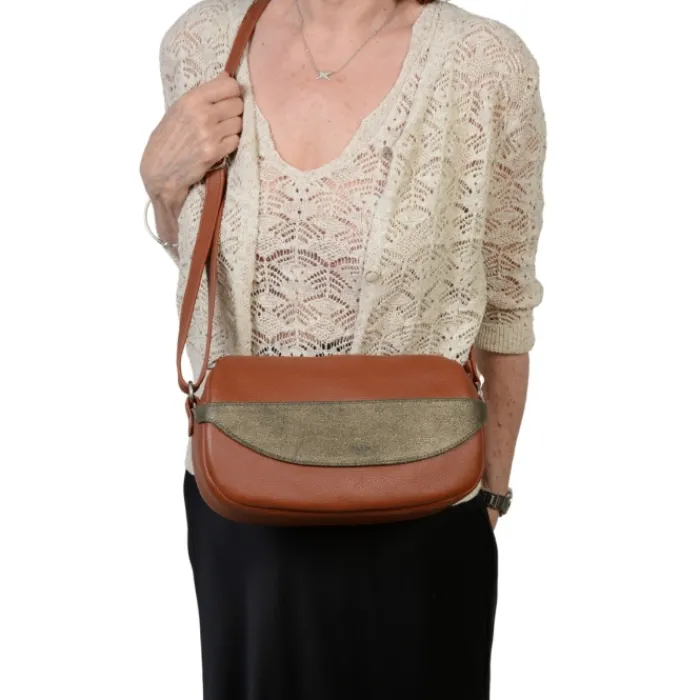 Frandi Sac Caroline Camel Paillettes>Femme Sac Cuir