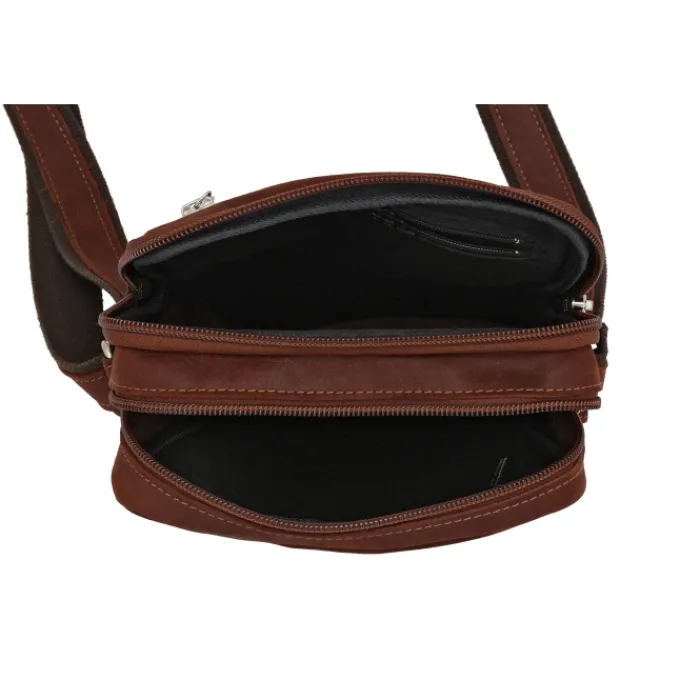 Frandi Sacoche en cuir avec double compartiment ->Homme Sac-Sacoches Cuir