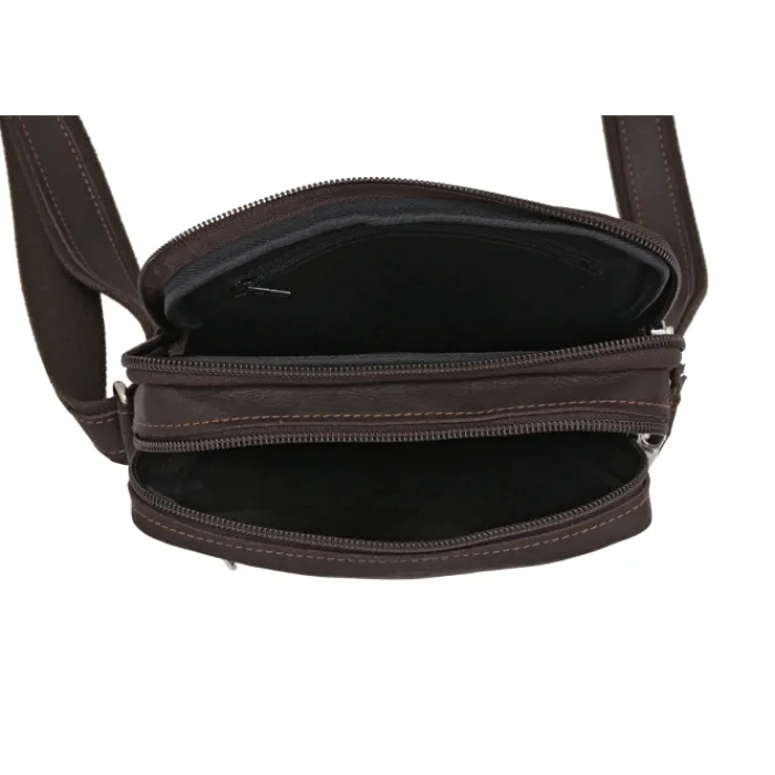 Frandi Sacoche en cuir avec double compartiment ->Homme Sac-Sacoches Cuir